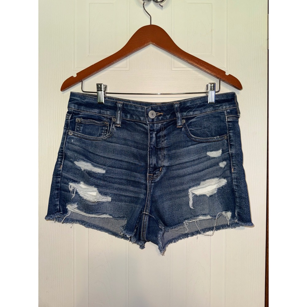 American Eagle Hi-Rise Shortie Next Level Stretch Distressed Denim Shorts 10